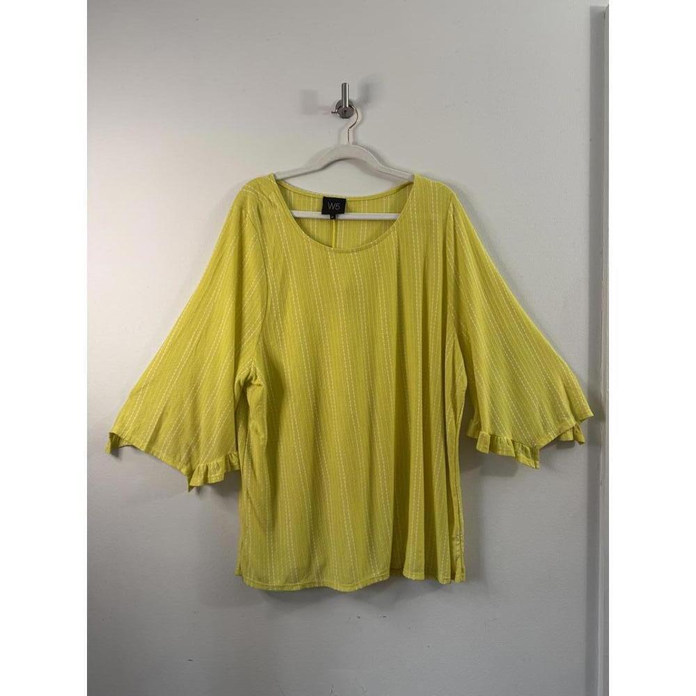 W5 Women's Yellow 3X Top with Flared Sleeves